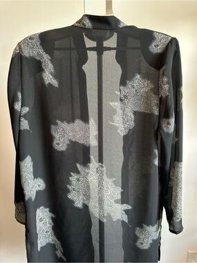 Sheer Black Floral Print Tunic Top